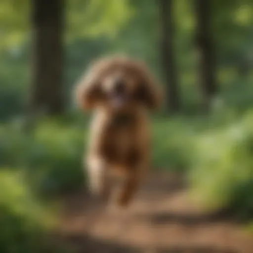 A playful Cocker Spaniel running in a lush green park, showcasing its joyful spirit.