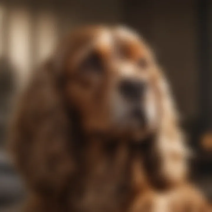 A Cocker Spaniel engaged in a training session, emphasizing the breed's intelligence.