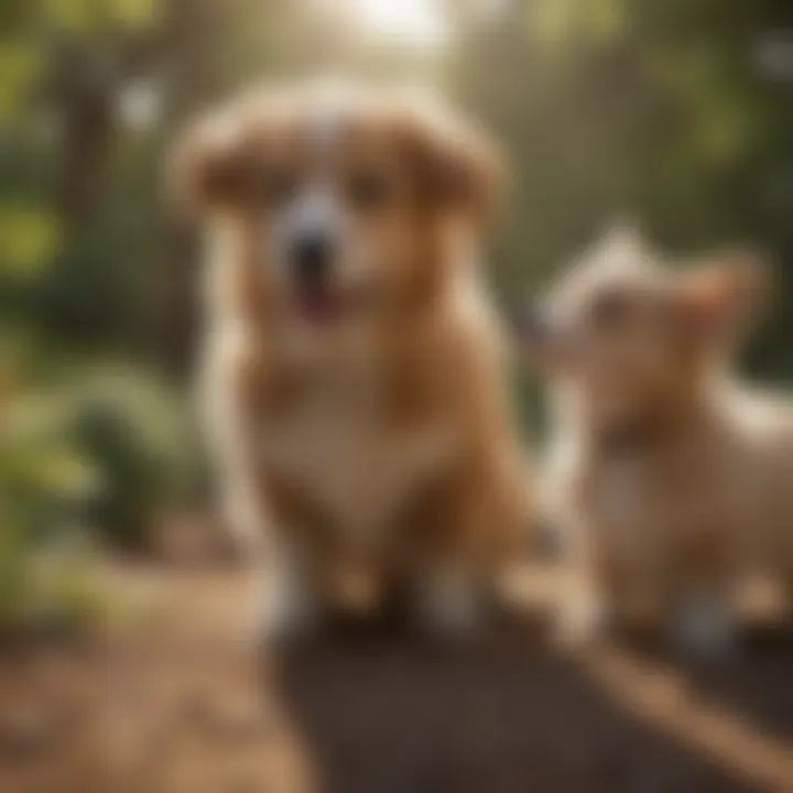 Corgi Poodle Mix interacting with a child