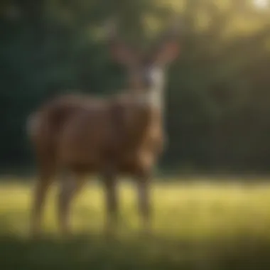 A majestic deer standing in a sunlit meadow.