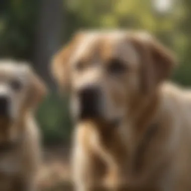 A Labrador Retriever assisting in a service role