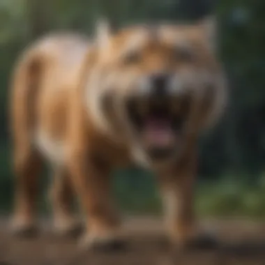 A saber-toothed cat showcasing its impressive fangs