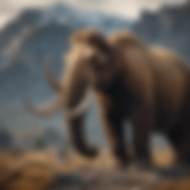 A woolly mammoth roaming a prehistoric landscape