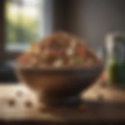 A bowl filled with various natural ingredients for dog food