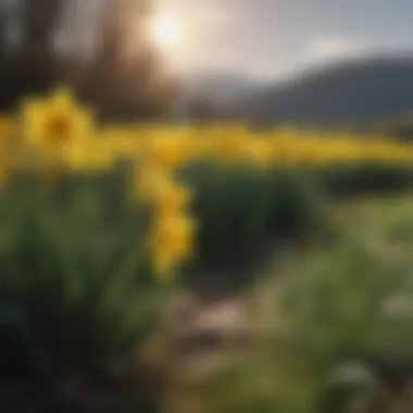 Daffodils: A Beacon of Biodiversity Vibrant daffodils blooming in a meadow, illustrating their beauty and ecological role.