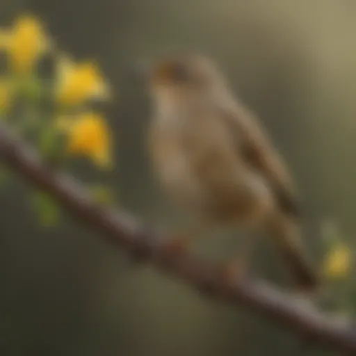 A pipit perched on a branch in its natural habitat, showcasing its distinctive plumage.