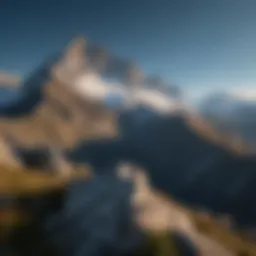 Majestic view of the Pyrenean peaks against a clear blue sky
