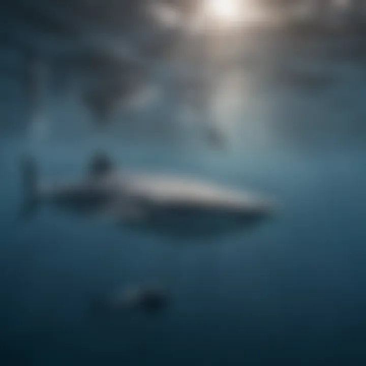 A whale shark swimming alongside a diver, showcasing its massive scale.