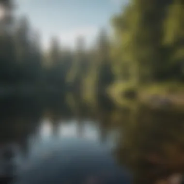 Scenic view of a tranquil lake surrounded by lush forests in a Minnesota campground