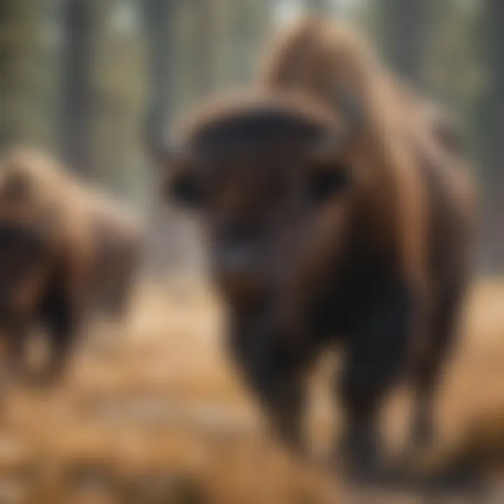 Bison roaming freely in a national park, highlighting conservation efforts