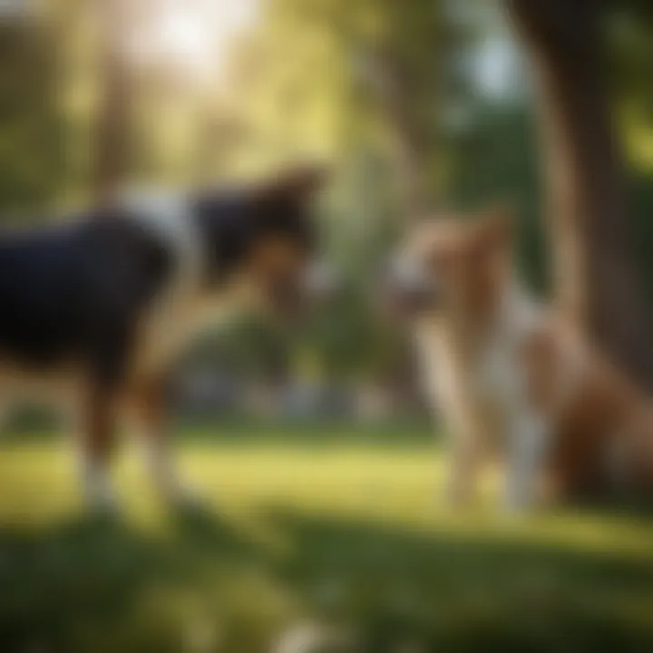 A heartwarming scene of a dog playing with its owner in a park.