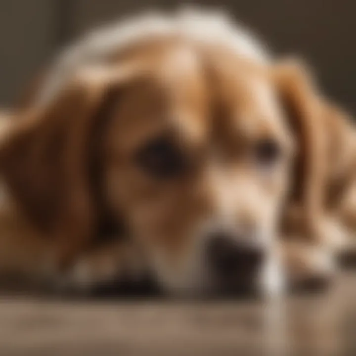 Dog relaxing after taking Benadryl