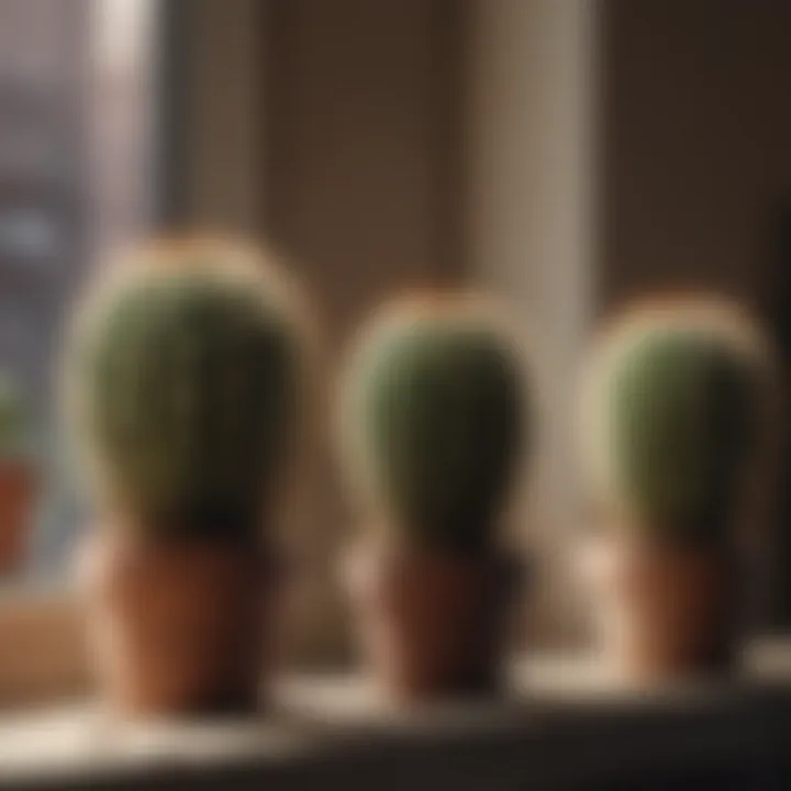 A beautifully arranged cactus display on a windowsill