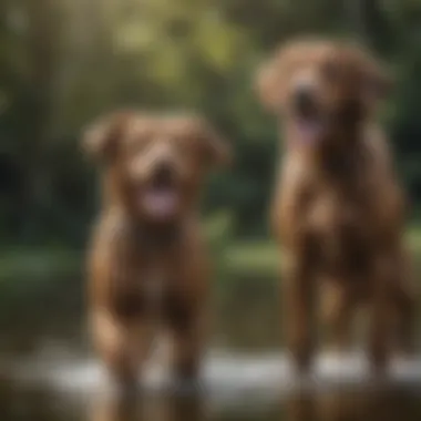 Water dog enjoying a playful moment with its owner