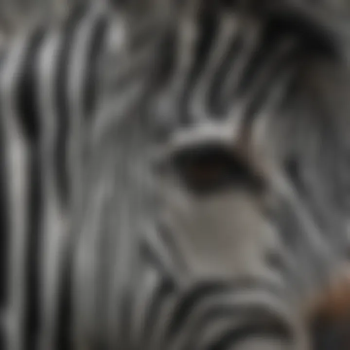 Artistic close-up of zebra stripes showcasing intricate patterns