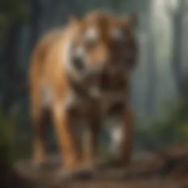 Saber-toothed Tiger: The Iconic Megafauna A captivating scene of the Saber-toothed Tiger in a prehistoric environment.