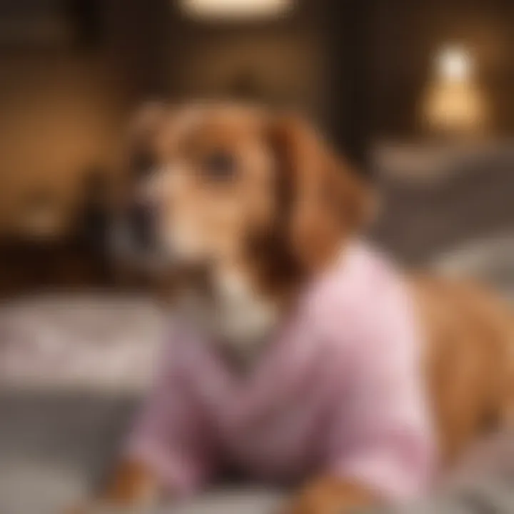 A close-up of fabric swatches showcasing various patterns and textures suitable for dog and owner pajamas.