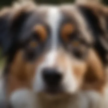 A close-up of an Australian Shepherd's expressive eyes