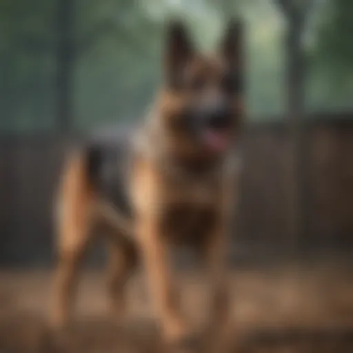 A well-trained German Shepherd demonstrating obedience in a training session