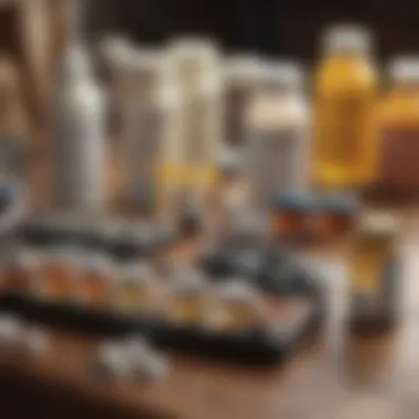 Diverse Flea Treatment Options Different types of flea medications displayed on a table