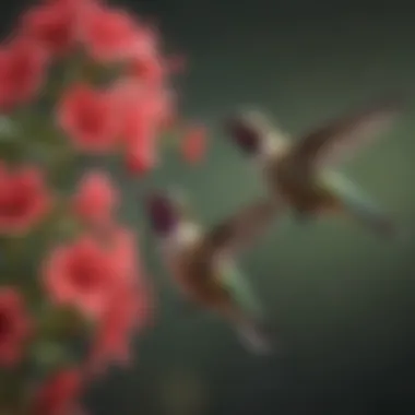 An illustration of a hummingbird feeding from a flower