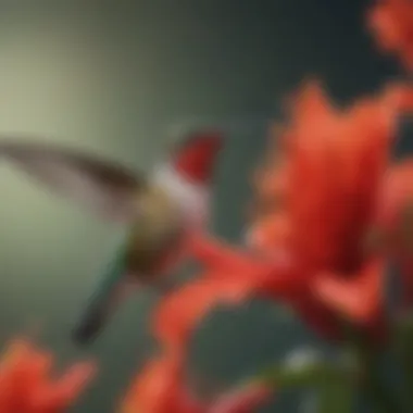 A vibrant red trumpet flower attracting hummingbirds