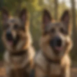 German Shepherds in a natural setting, showcasing their breed characteristics