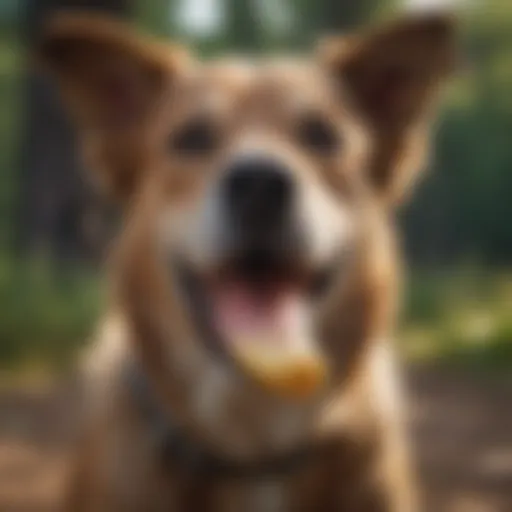 A happy dog enjoying a natural chew