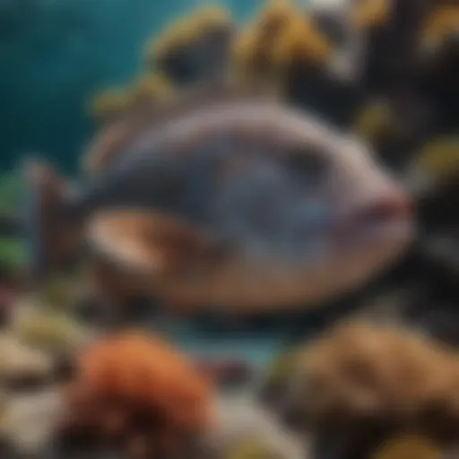 A vibrant grouper swimming in its natural coral reef habitat