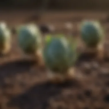 Artichoke seedlings emerging from the soil