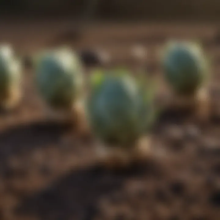 Artichoke seedlings emerging from the soil