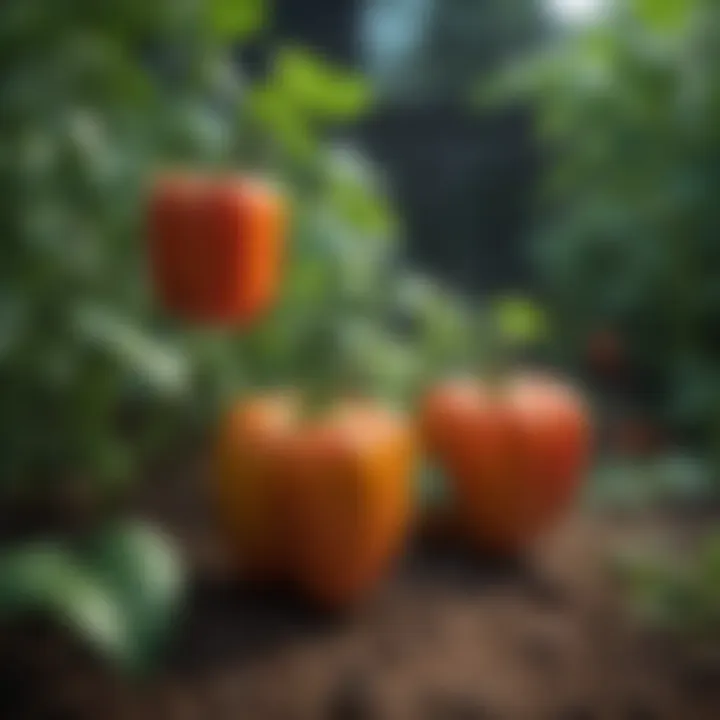 Vibrant bell pepper plants thriving in a garden setting