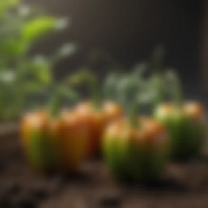 Lush green bell pepper seedlings in a garden