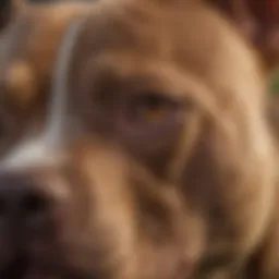 A close-up of a Pitbull's skin showing signs of irritation and redness.