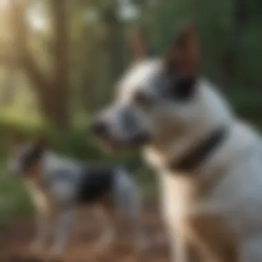 A trainer using positive reinforcement techniques with a Texas Heeler.