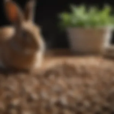 An organized display of rabbit pellets and treats