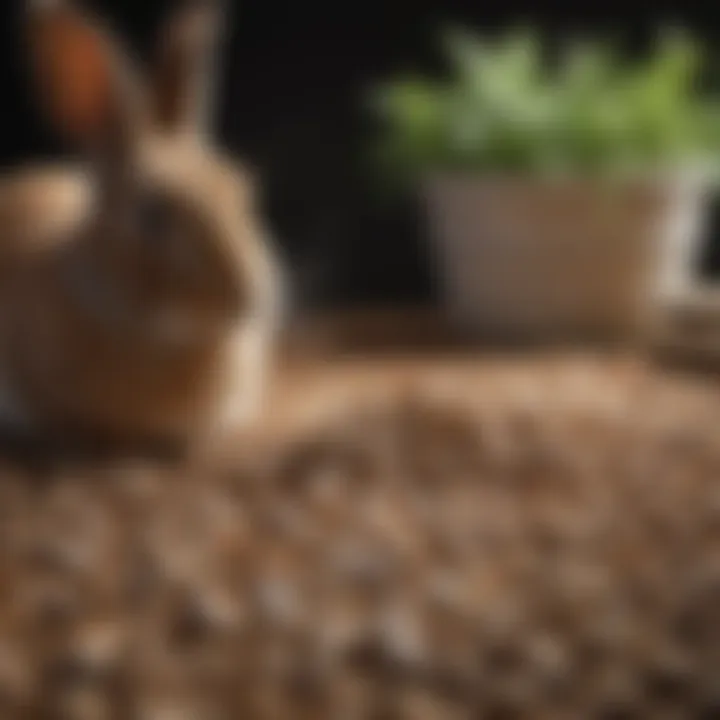 An organized display of rabbit pellets and treats