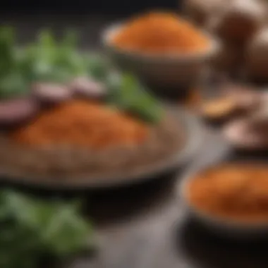 Nutritious Vegan Ingredients for Dogs A vibrant assortment of vegan dog food ingredients including lentils, sweet potatoes, and leafy greens.