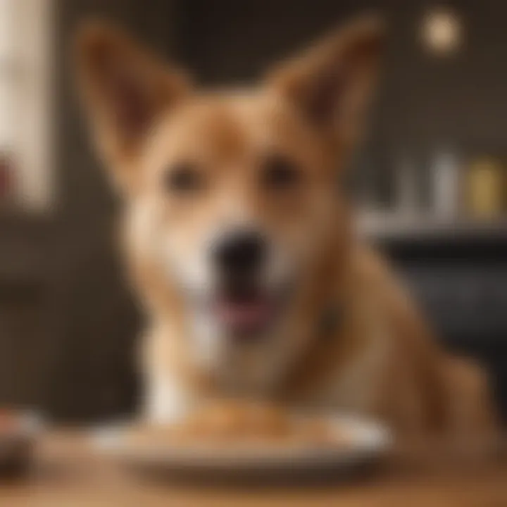 Happy dog enjoying a meal of high protein wet food