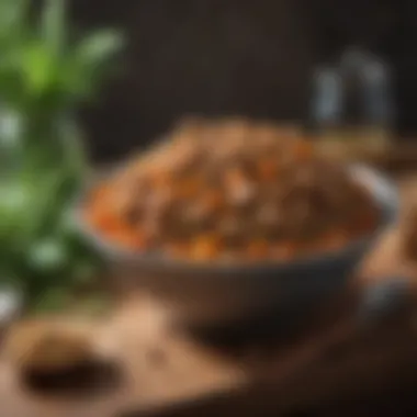 Homemade vegan dog food served in a bowl, emphasizing fresh ingredients.