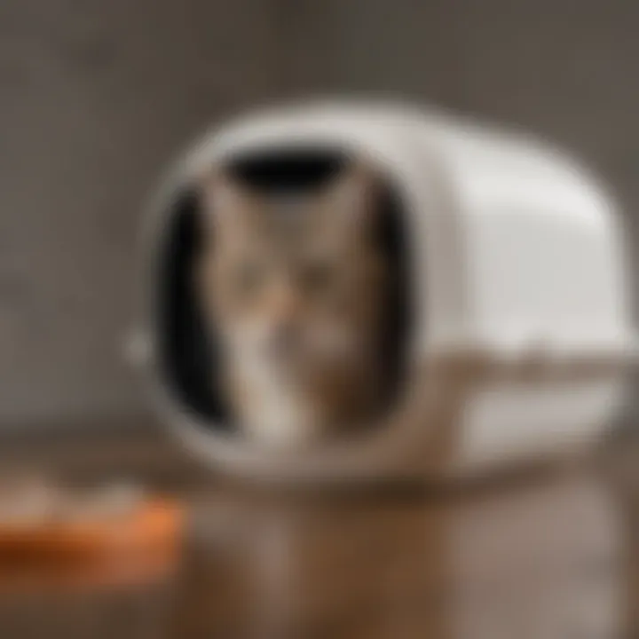 Comparison between hooded and non-hooded litter boxes, illustrating hygiene aspects.