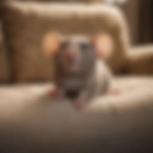 Mouse hiding in the couch cushions