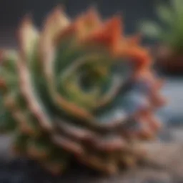 A close-up of a wilted succulent showing signs of distress