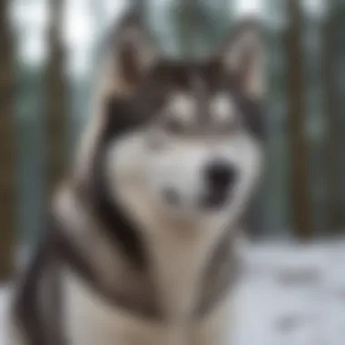 Husky displaying focus and attention while being trained