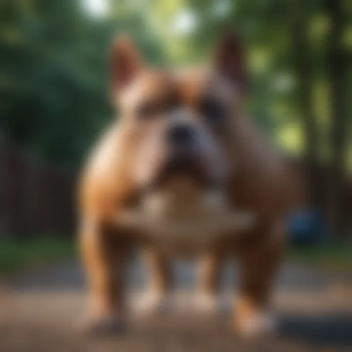 An American Bully with a focused expression during training