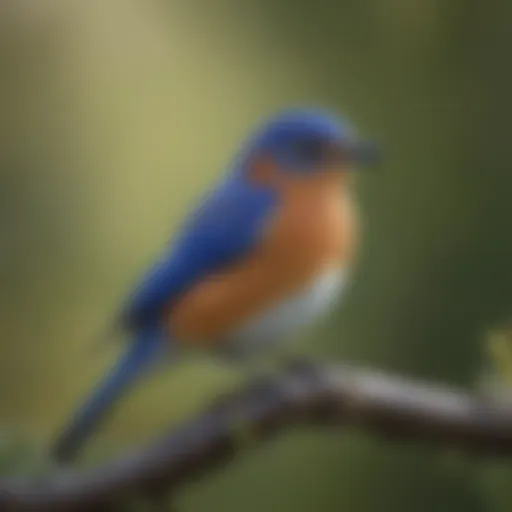 A vivid Eastern Bluebird perched on a branch, showcasing its striking colors.