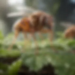 Close-up view of a fogger spraying insecticide in a garden