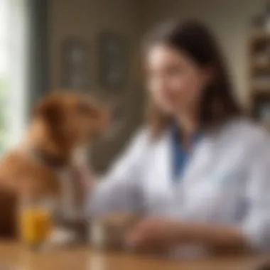 A veterinarian consulting with a dog owner about dietary options