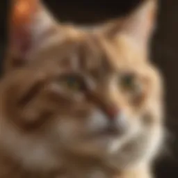 A close-up of a domestic cat with distinct breed features