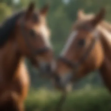 A serene moment between a horse and its caretaker in nature